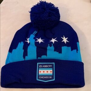Abbott Chicago 5K Navy & Light Blue Pom Beanie
